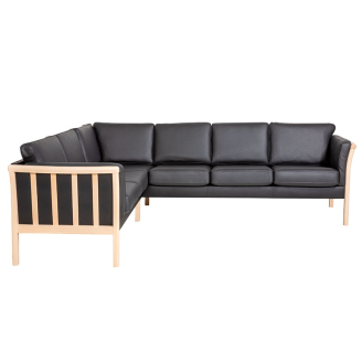 Denver LUX hjørnesofa m/tremmegavle - stof/læder - Alle sofaer