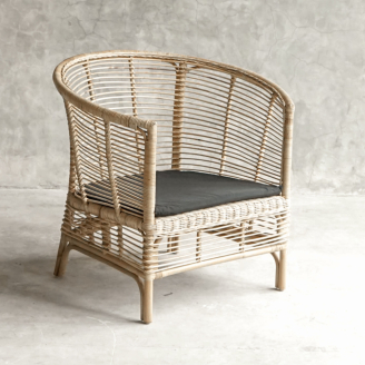 Duisburg loungestol - rattan flet/sort hynde - Hundevad & Co.