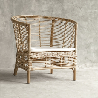 Duisburg loungestol - rattan flet/hvid hynde - Hundevad & Co.