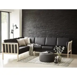 Denver hjørnesofa m/tremmegavle - stof/læder - Alle sofaer