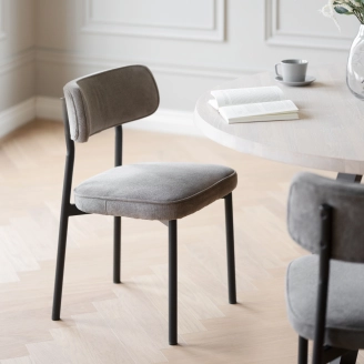 2 x Paisley stol - gråbrun - Spisebordsstole i stof