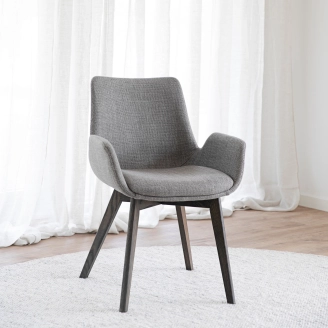 2 x Drimsdale spisebordsstol - grå m/brun eg - Spisebordsstole i stof