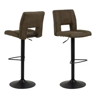 2 x Sylvia barstol - olivengrøn preston stof/sort - Barstole