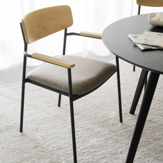 2 x Maymont spisebordsstol m/armlæn - lakeret eg - Spisebordsstole m/armlæn