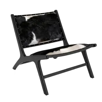 Rosy loungestol - massiv sort teak/skind - LM