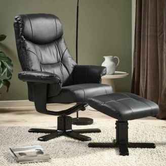 Cosy lænestol inkl. fodskammel - okselæder - 