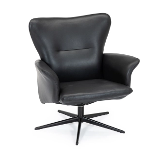 Opus lav lænestol - sort semianilin læder - hurtig levering - ▶ LÆNESTOLE