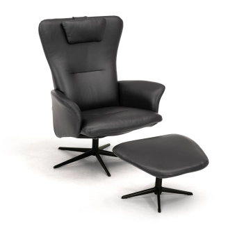 Opus høj lænestol - sort semianilin læder - hurtig levering - ▶ LÆNESTOLE