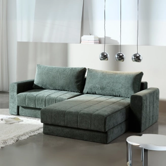 Akello sovesofa med chaiselong m/armlæn - grøn - Soveværelset