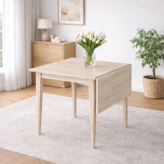 Frida spisebord m/klap - massiv eg/hvidolie - 75x75 cm - Spiseborde med udtræk