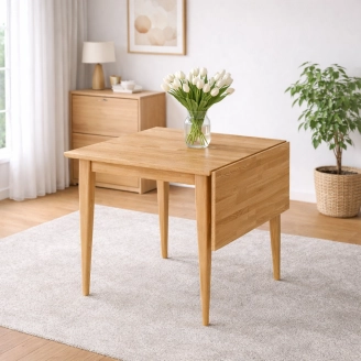 Frida spisebord m/klap - massiv eg/naturolie - 75x75 cm - Spiseborde med udtræk