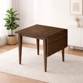 Frida spisebord m/klap - massiv eg/smoked - 75x75 cm - Spiseborde med udtræk