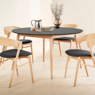 Meza rundt spisebord m/udtræk -  Ø135 cm - Spiseborde med udtræk