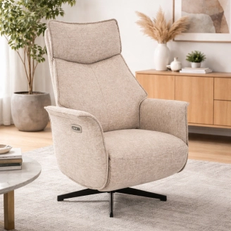 Toke elbetjent lænestol m/indbygget fodhviler - beige - Forma