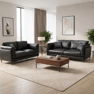 Salina 3 + 2 pers. sofas&aelig;t - sort oksel&aelig;der - 