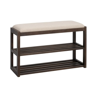 Confetti bænk m/2 hylder og hynde - brunolieret eg - Skohylder