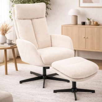 Olivia lænestol m/skammel - cream - Forma