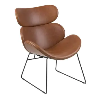Cazar lænestol - cognac PU læder/sort - Actona Company