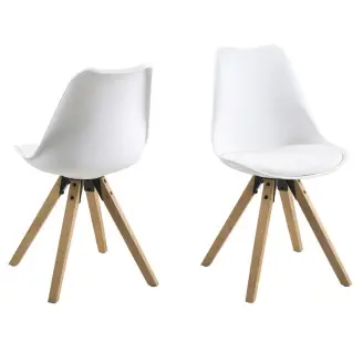 2 x Dima spisebordsstol - hvid PU m/olieret egetrælsstel - Actona Company