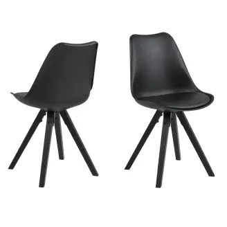 2 x Dima spisebordsstol - sort PU m/sort træstel - Actona Company