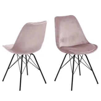 2 x Eris spisebordsstol - rosa velour/sort - 