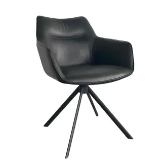 CASØ Lean Back spisebordsstol m/drej - sort okselæder - CASØ Furniture