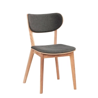 2 x Kato spisebordsstol - eg/lak - mørkegrå stof - Alle spisebordsstole