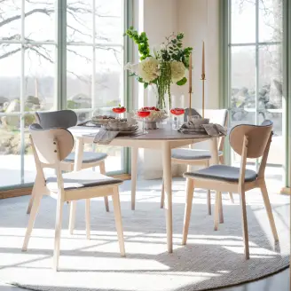 2 x Kato spisebordsstol - eg/hvidolie - lysegrå stof - Alle spisebordsstole