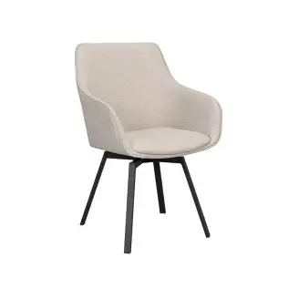 2 x Alison spisebordsstol m/armlæn - beige m/sort stel - Spisebordsstole med drejefod