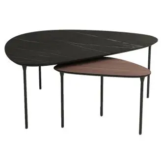 Katrine sofabordssæt trekant - sort nero/silveroak - Thomsen Furniture