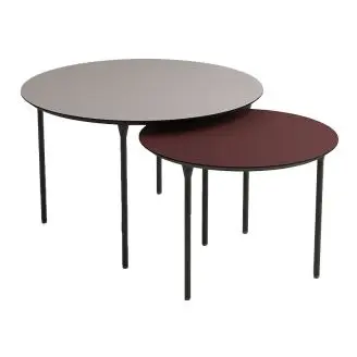 Katrine sofabordssæt rund - mørk sand/rød nanolaminat - Thomsen Furniture