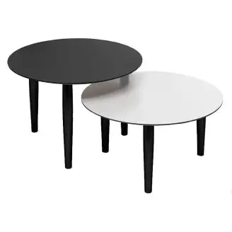 Katrine sofabordssæt rund - hvid/sort nanolaminat - Thomsen Furniture