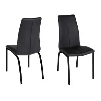 4 x Thor spisebordsstol - sort læderlook/sort metalstel - Actona Company