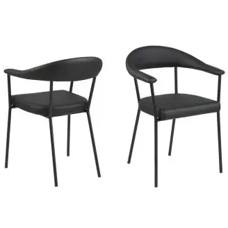 2 x Ava armstol - sort læderlook - Actona Company