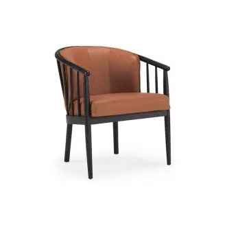 Astrid tremmestol- sortbejdset m/okselæder - Scandinavian Upholstery