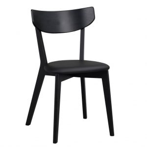 Ami spisebordsstol, eg/sortlakeret – sort kunstlæder