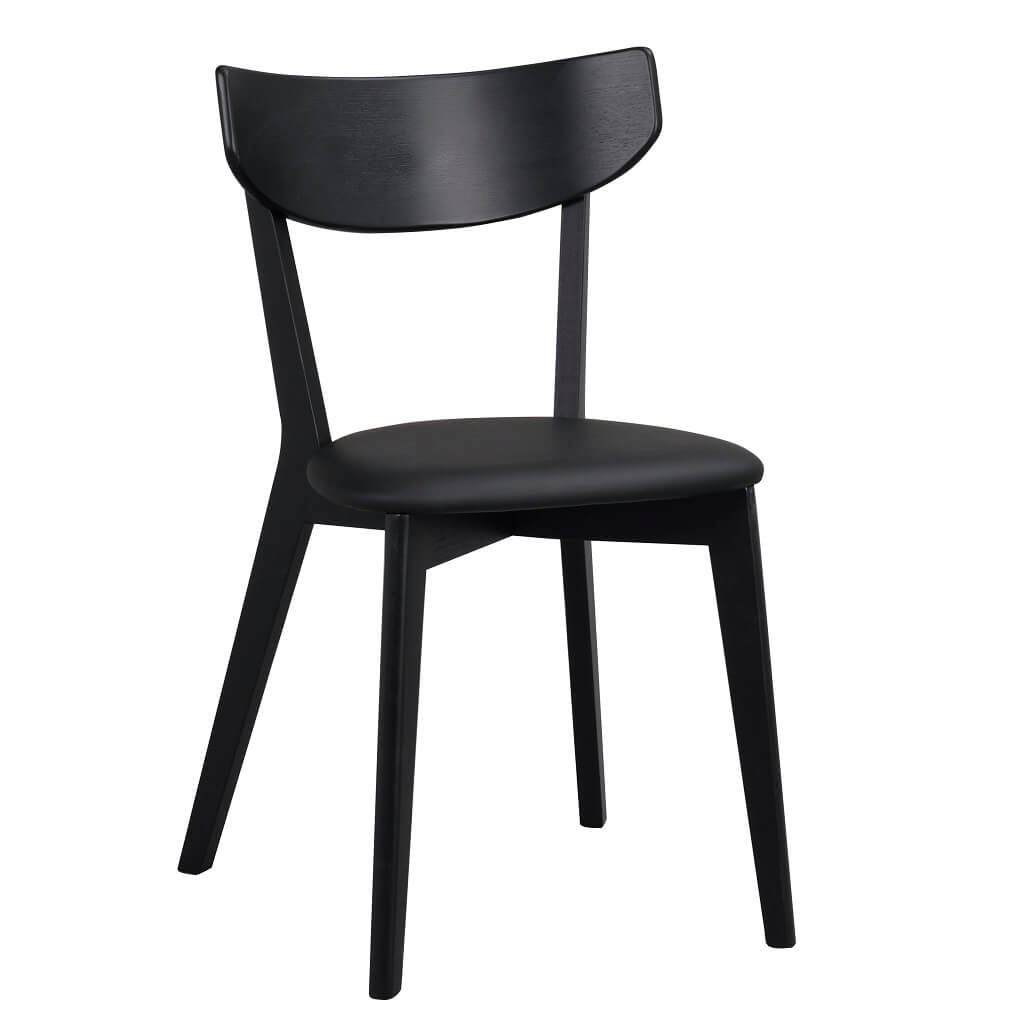 Billede af 2 x Ami spisebordsstol, eg/sortlakeret - sort kunstlæder