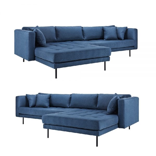 Cali chaiselong sofa med vendbar chaiselong Faro 15 Mørkeblå skrå