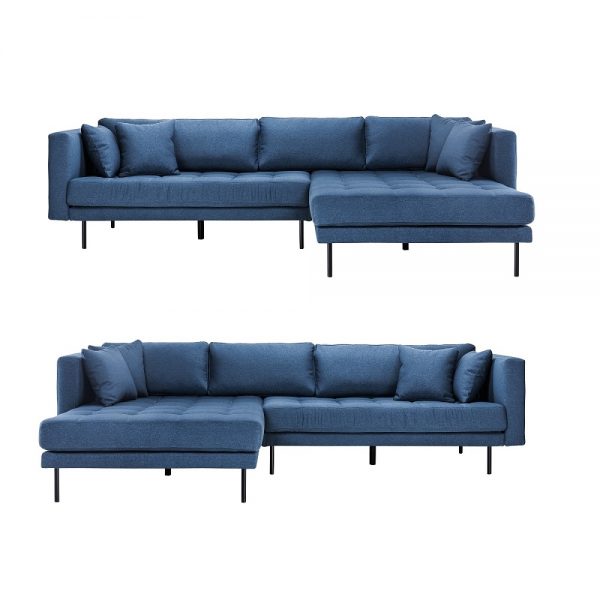 Cali chaiselong sofa med vendbar chaiselong i farve Faro 15 Mørkeblå