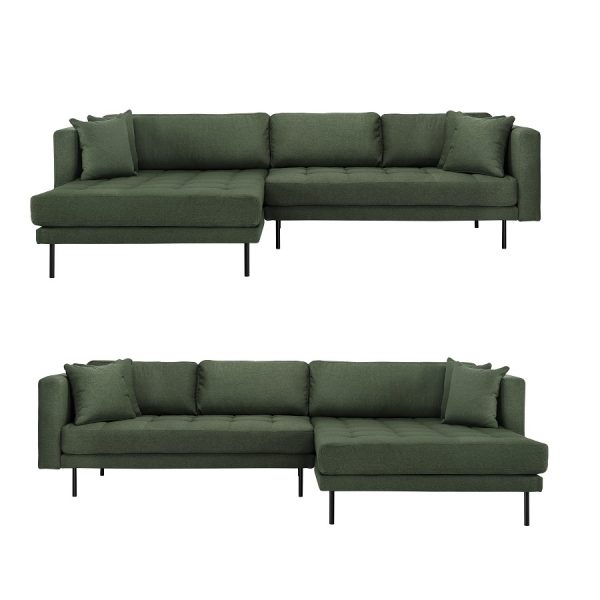 Cali chaiselong sofa med vendbar chaiselong i farve Faro 7 Mørkegrøn