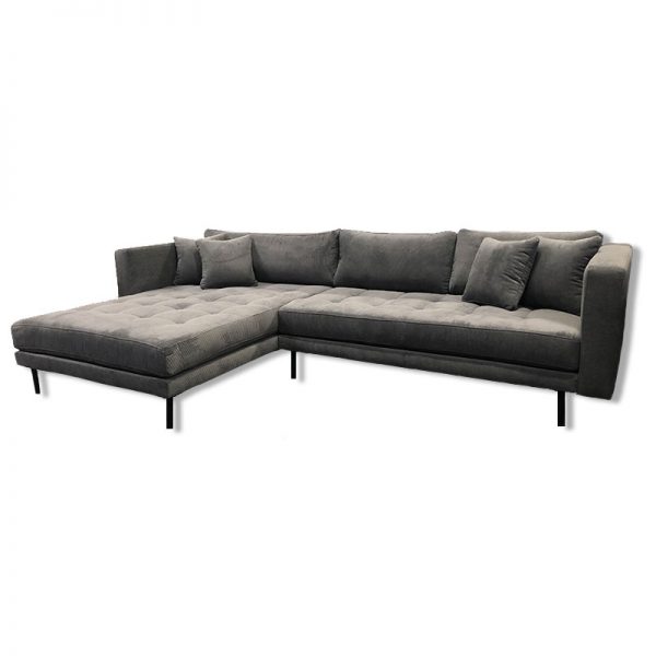 Cali sofa i grå fløjlsstof