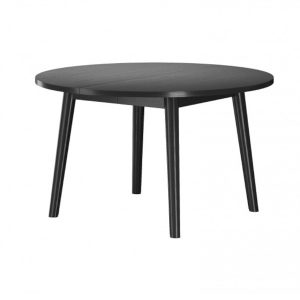 Casø 120 rundt spisebord m/udtræk i sortbejdset eg – Ø130 cm