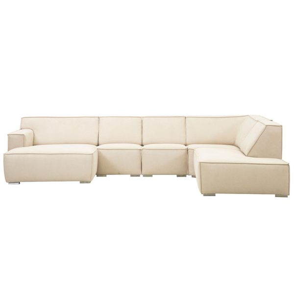 Comfy U sofa med open end og chaiselong til venstre forfra