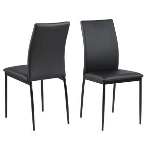 4 x Demina spisebordsstol – sort PU læder