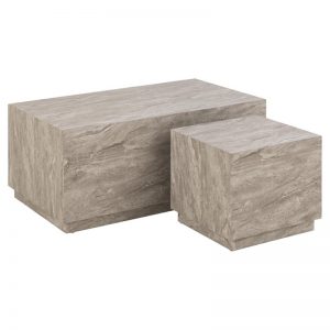 Dice sofabordssæt – grå marmor/ru papir