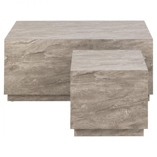 Dice sofabord grå marmor river ru papir.