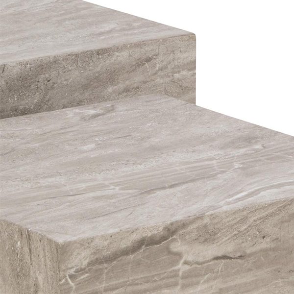 Dice sofabord grå marmor river ru papir..