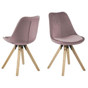 Dima spisebordsstol – rosa stof m/olieret egetræsstel