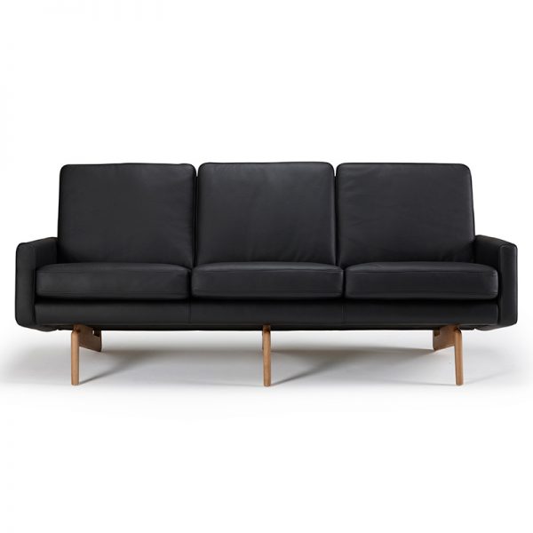 Egsmark 3 personers sofa læder 800 black forfra
