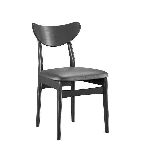 Esther spisebordsstol sortbejdset med sort læder sæde